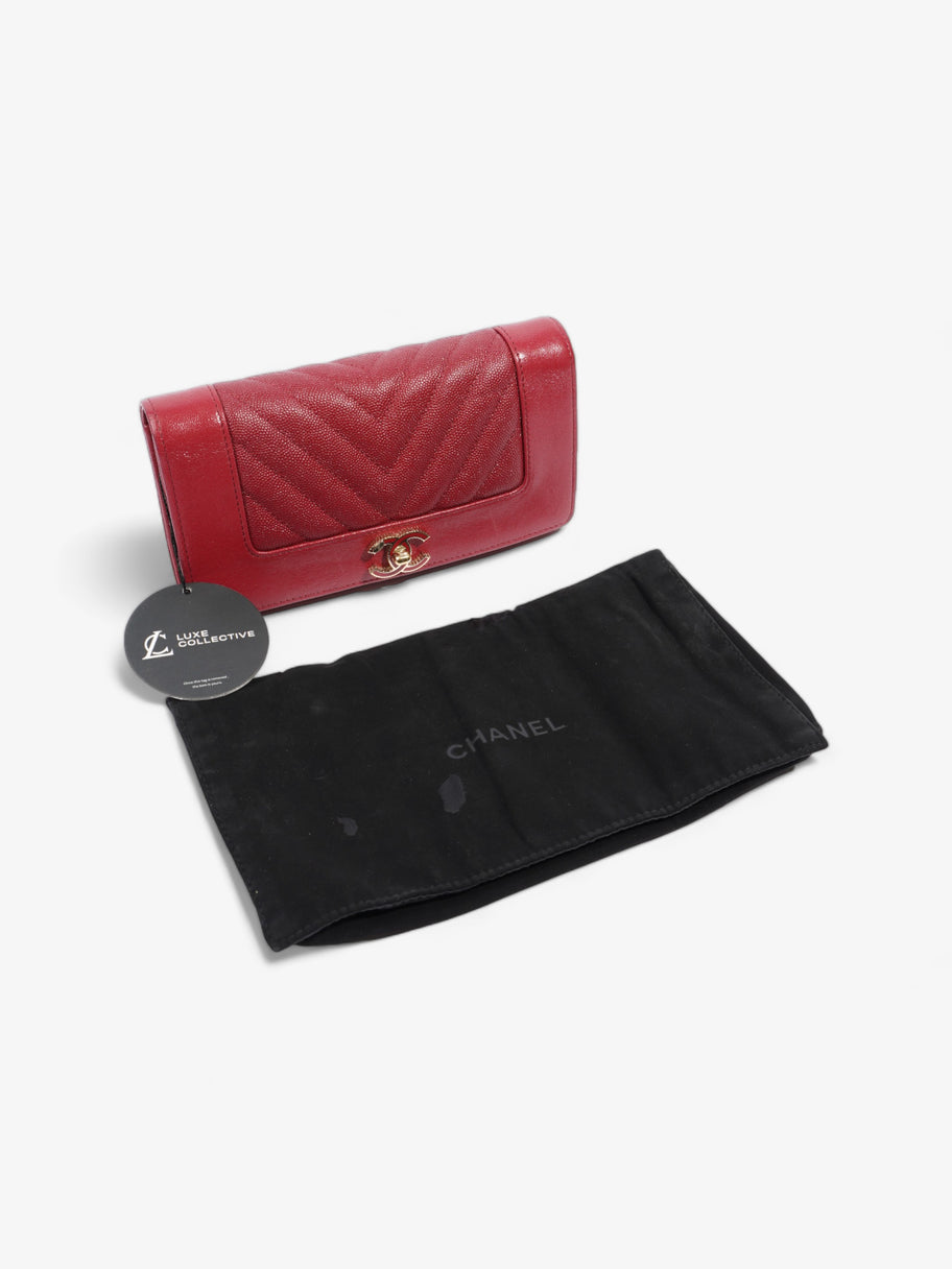 Chanel Mademoiselle Long Wallet Red Caviar Leather Image 8