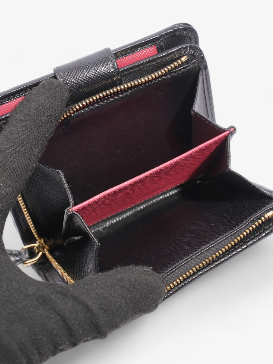 Compact Wallet Black Saffiano Leather Image 7