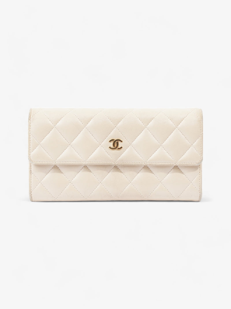  Classic Long Wallet Cream Leather