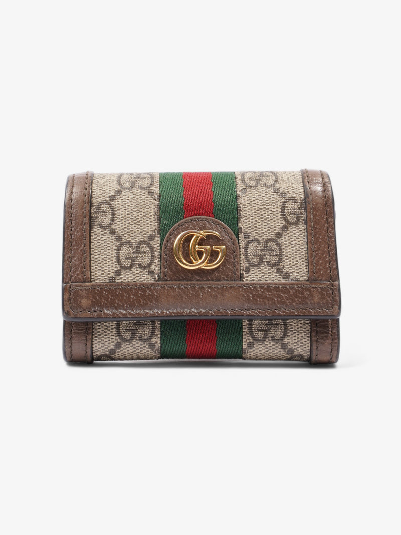  Gucci Ophidia GG French Flap Wallet GG Supreme / Red / Green Coated Canvas