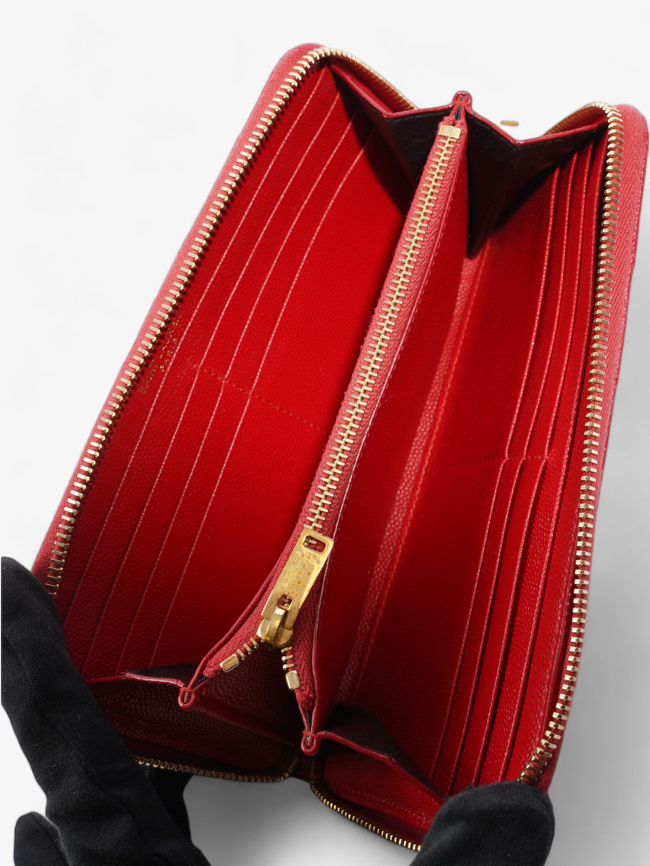 Saint Laurent Cassandra Long Wallet Red Grained Leather Image 5