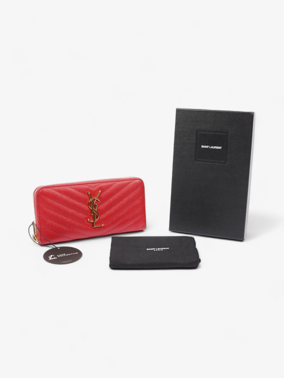 Saint Laurent Cassandra Long Wallet Red Grained Leather Image 7