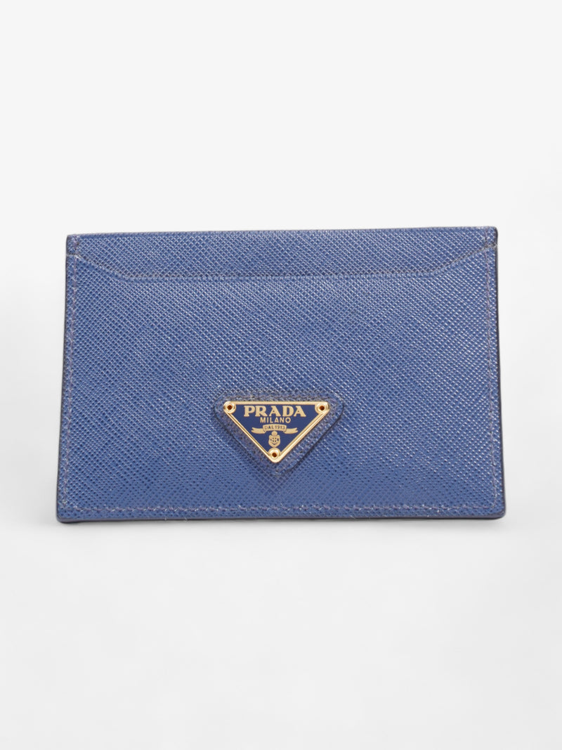  Logo Card Case Wallet Navy Saffiano Leather