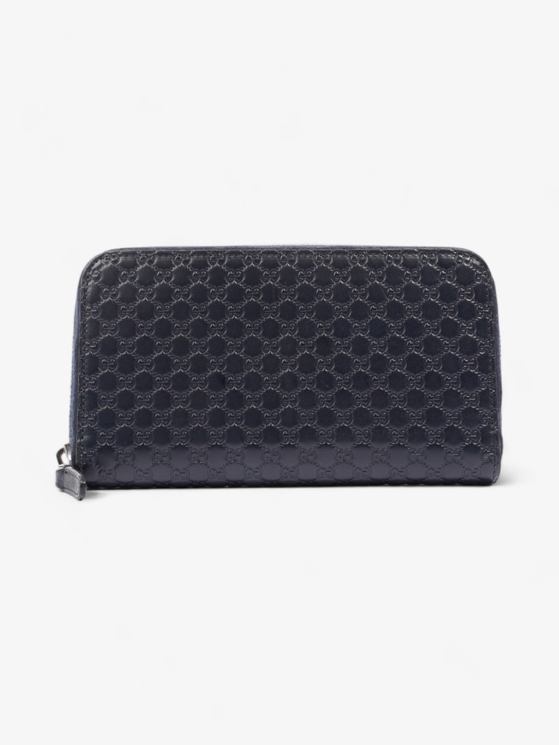  Gucci Microguccissima Zip Around Wallet Navy Blue GG Leather