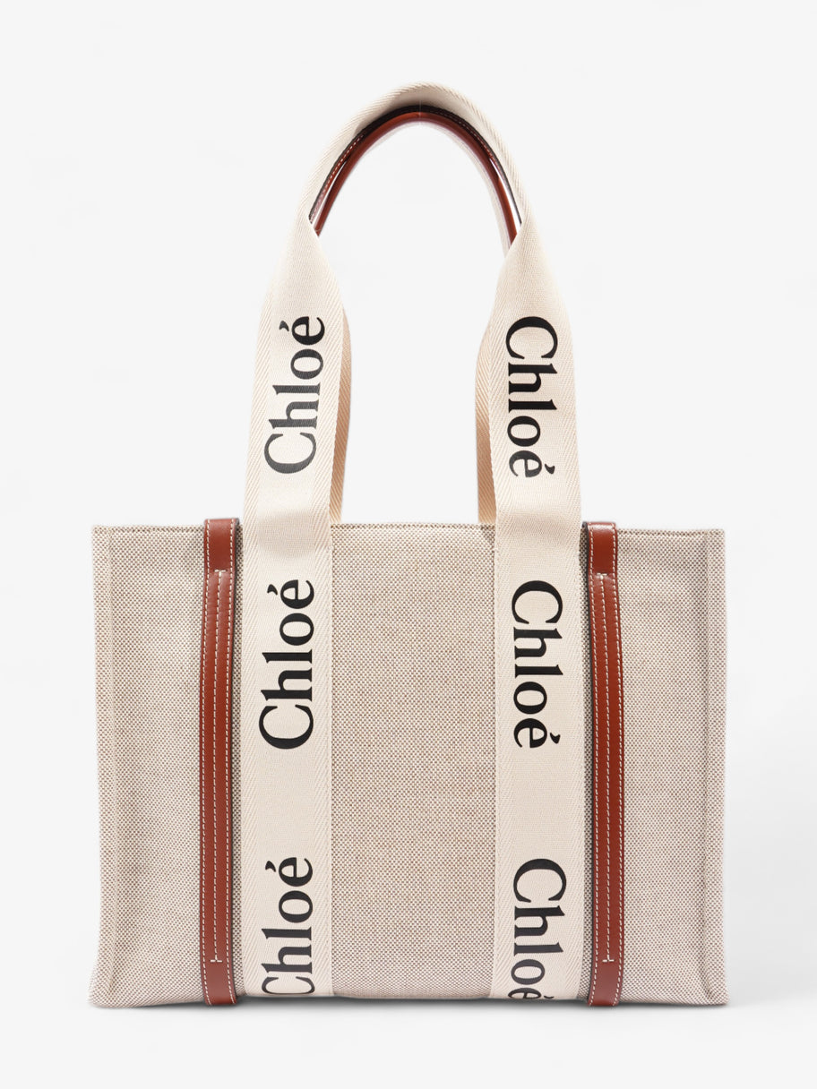 Woddy Tote Beige Cotton Medium Image 4