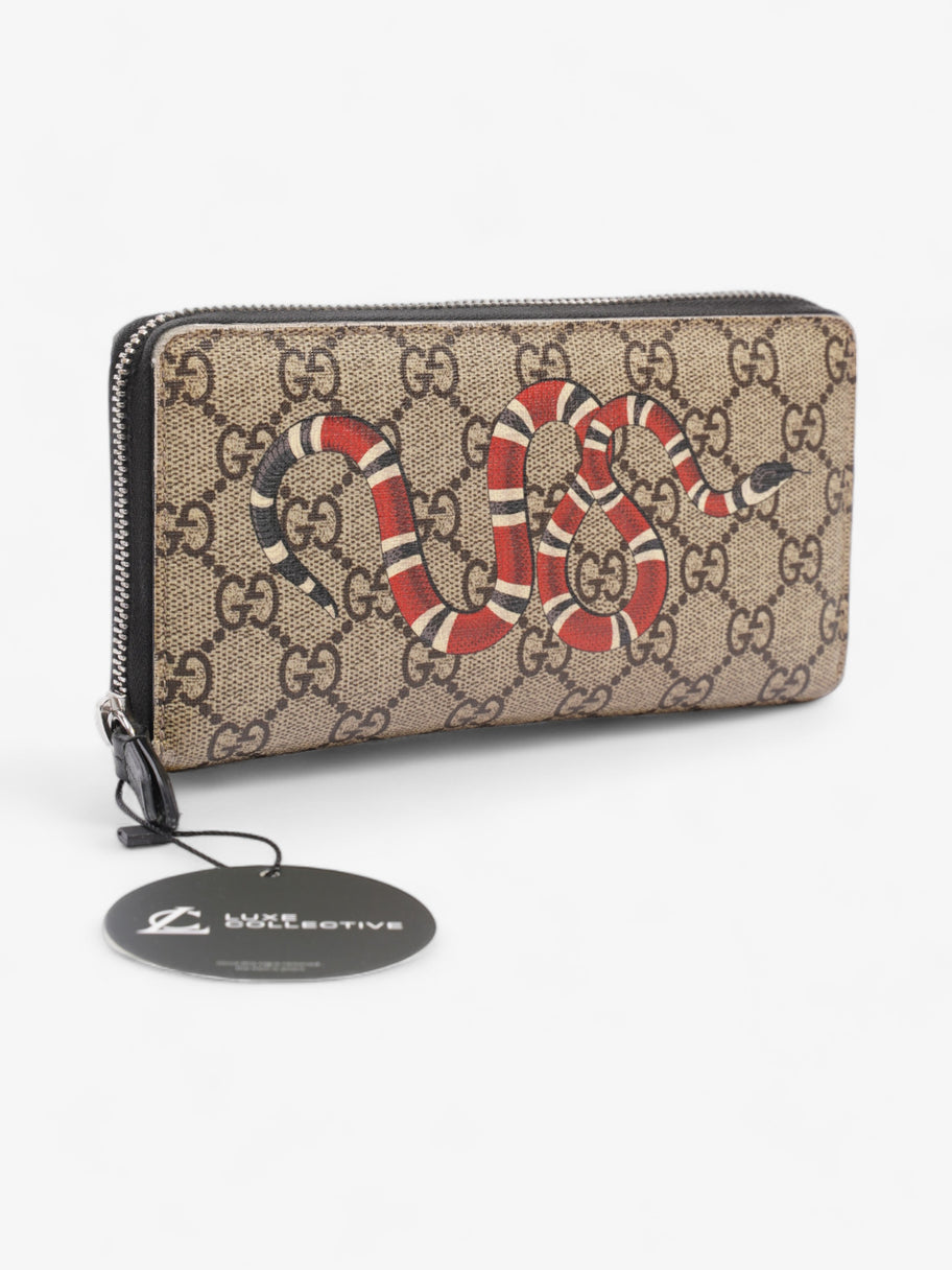 Snake Zip Around Wallet Beige And Ebony GG Supreme Coated Canvas Image 10