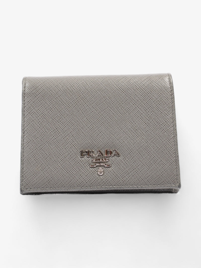  Prada Wallet Grey Saffiano Leather