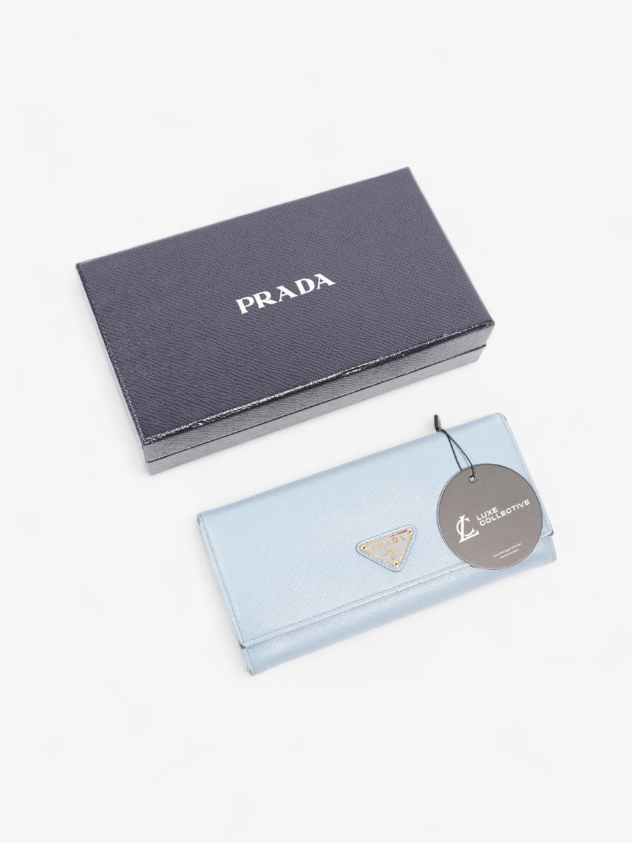 Prada Long Flap Wallet Light Blue Saffiano Leather Image 6