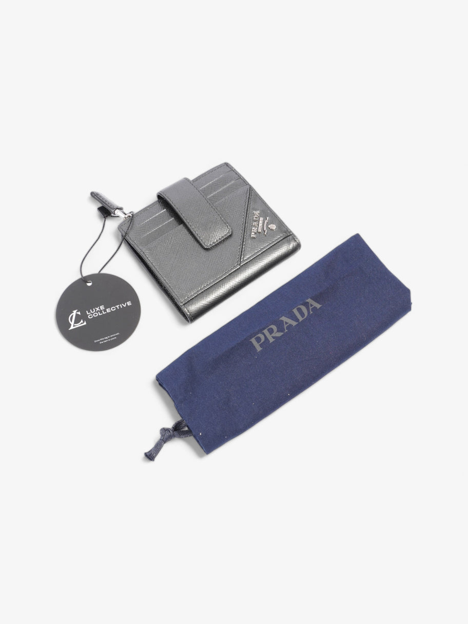 Prada Compact Wallet Grey Saffiano Leather Image 6