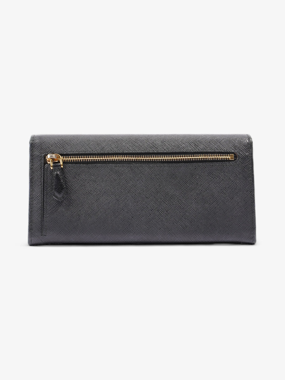 Prada Continental Logo Wallet Black Saffiano Leather Image 2