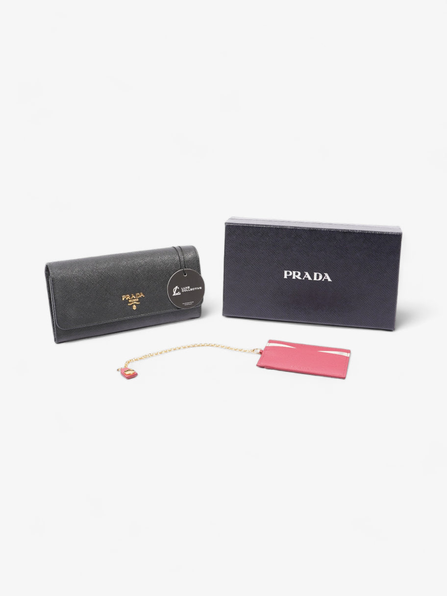 Prada Continental Logo Wallet Black Saffiano Leather Image 6