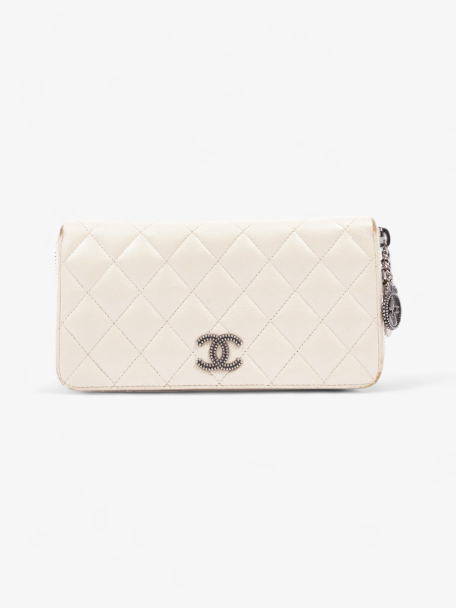 Chanel Zip Wallet Cream Lambskin Leather Image 1