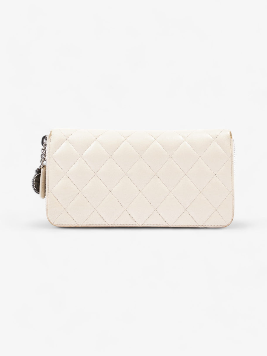 Chanel Zip Wallet Cream Lambskin Leather Image 2