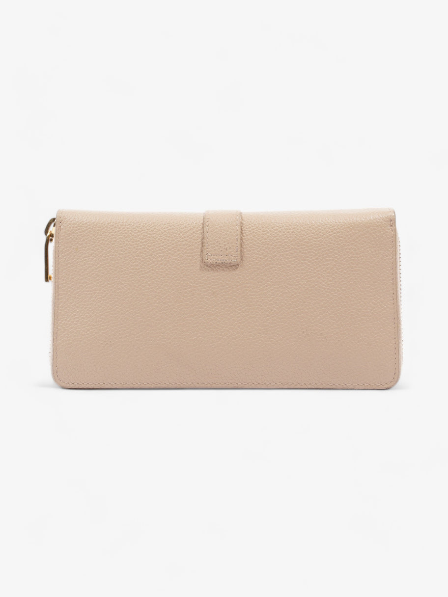 Zip Round Wallet Beige Leather Image 2