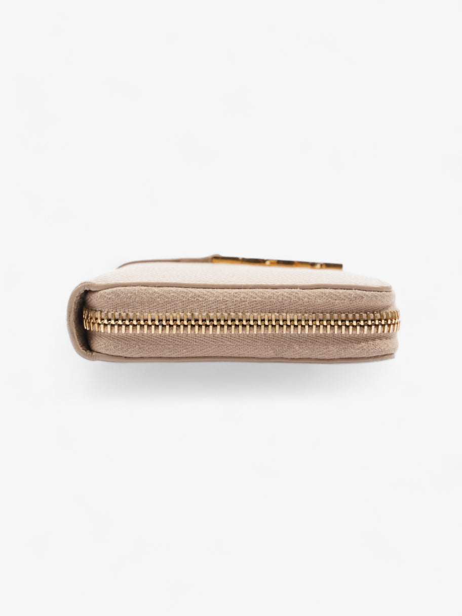 Zip Round Wallet Beige Leather Image 3