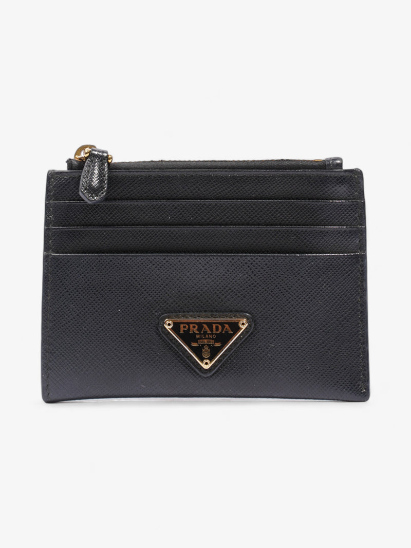  Triangle Wallet Black Saffiano Leather