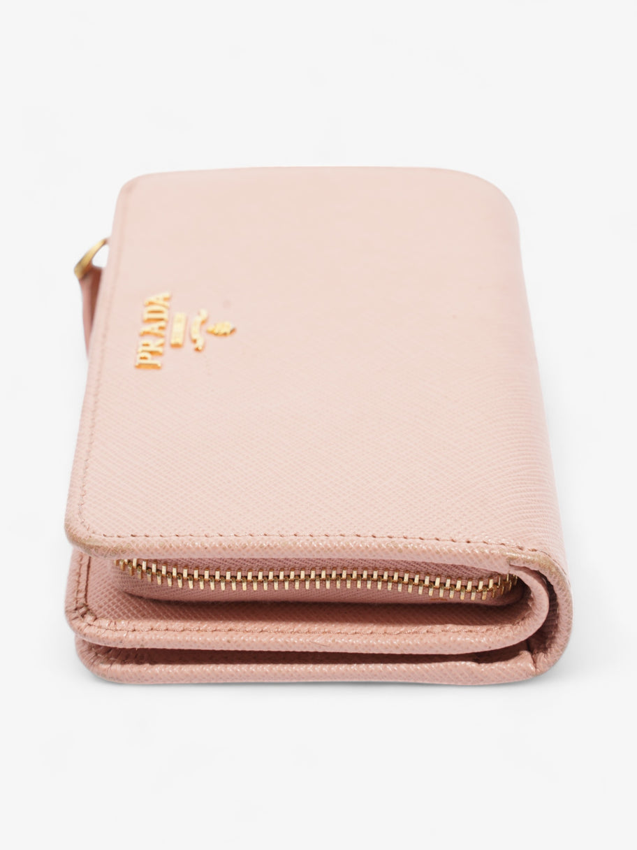 Compact Wallet Pink Saffiano Leather Image 4