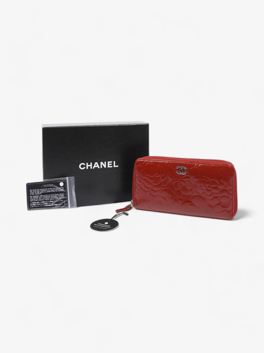 Camelia Zip Round Wallet Red Leather Image 7