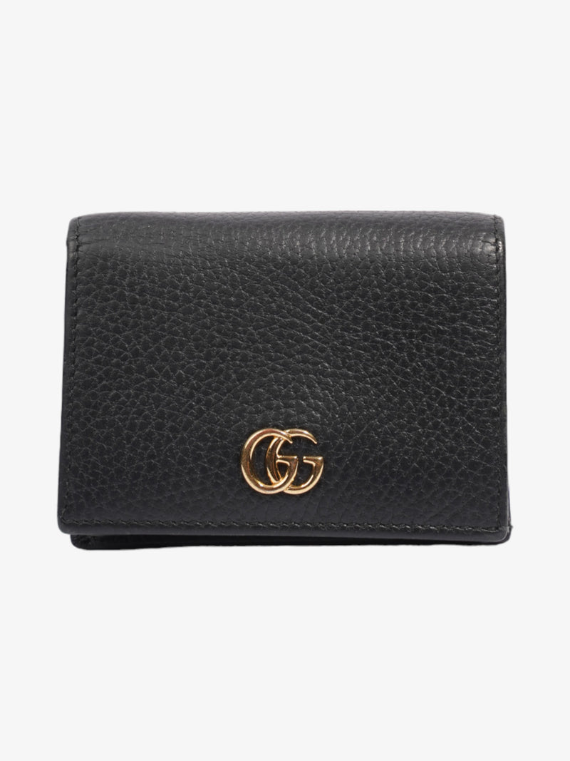  Gucci GG Marmont Leather Compact Wallet Black Grained Leather