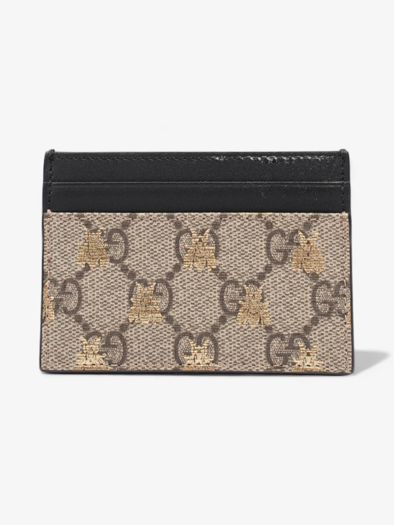  Gucci Bee Card Holder GG Supreme / Black / Gold Coated Canvas