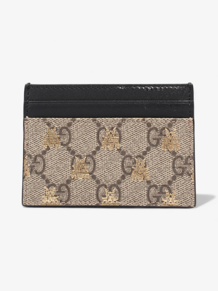 Gucci Bee Card Holder GG Supreme / Black / Gold Coated Canvas Image 1