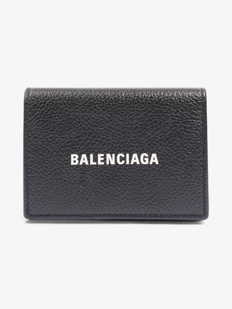  Balenciaga Logo Compact Wallet Black / White Leather