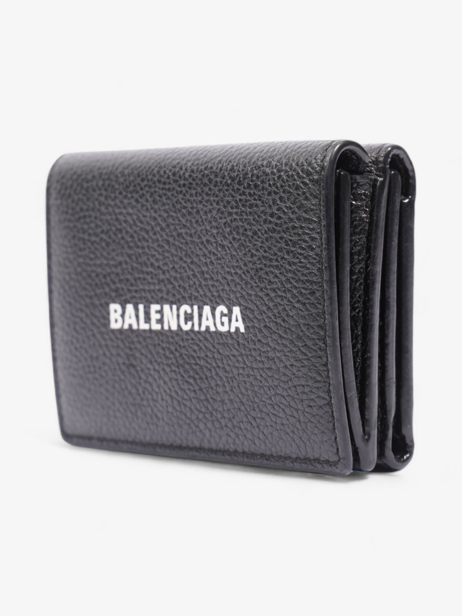 Balenciaga Logo Compact Wallet Black / White Leather Image 3