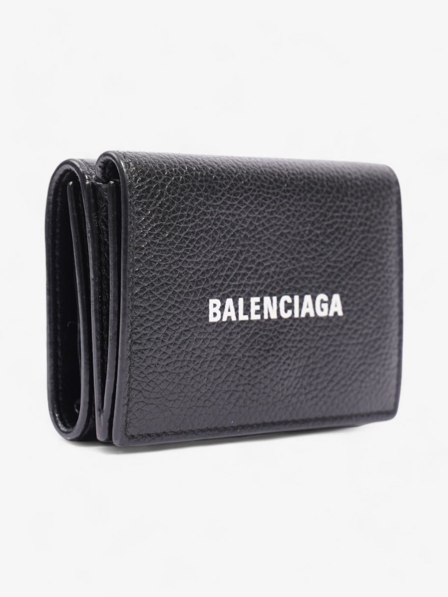 Balenciaga Logo Compact Wallet Black / White Leather Image 4