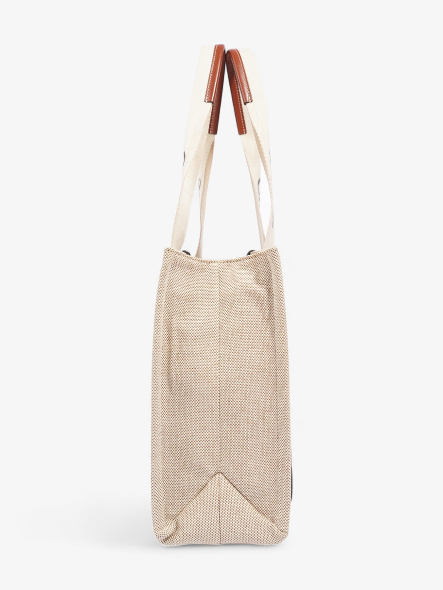 Chloe Woody Tote Beige / Brown / Black Linen Medium Image 5