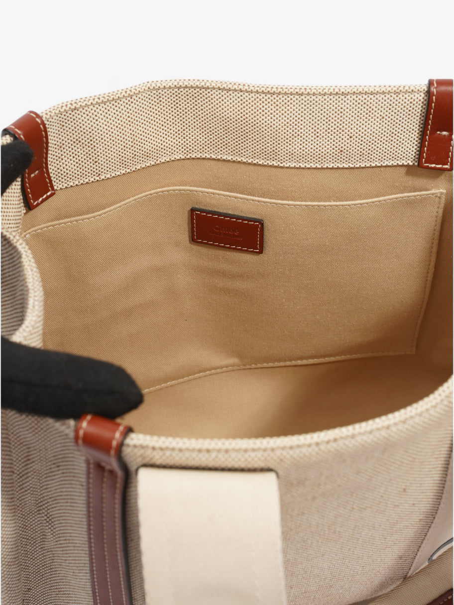 Chloe Woody Tote Beige / Brown / Black Linen Medium Image 8