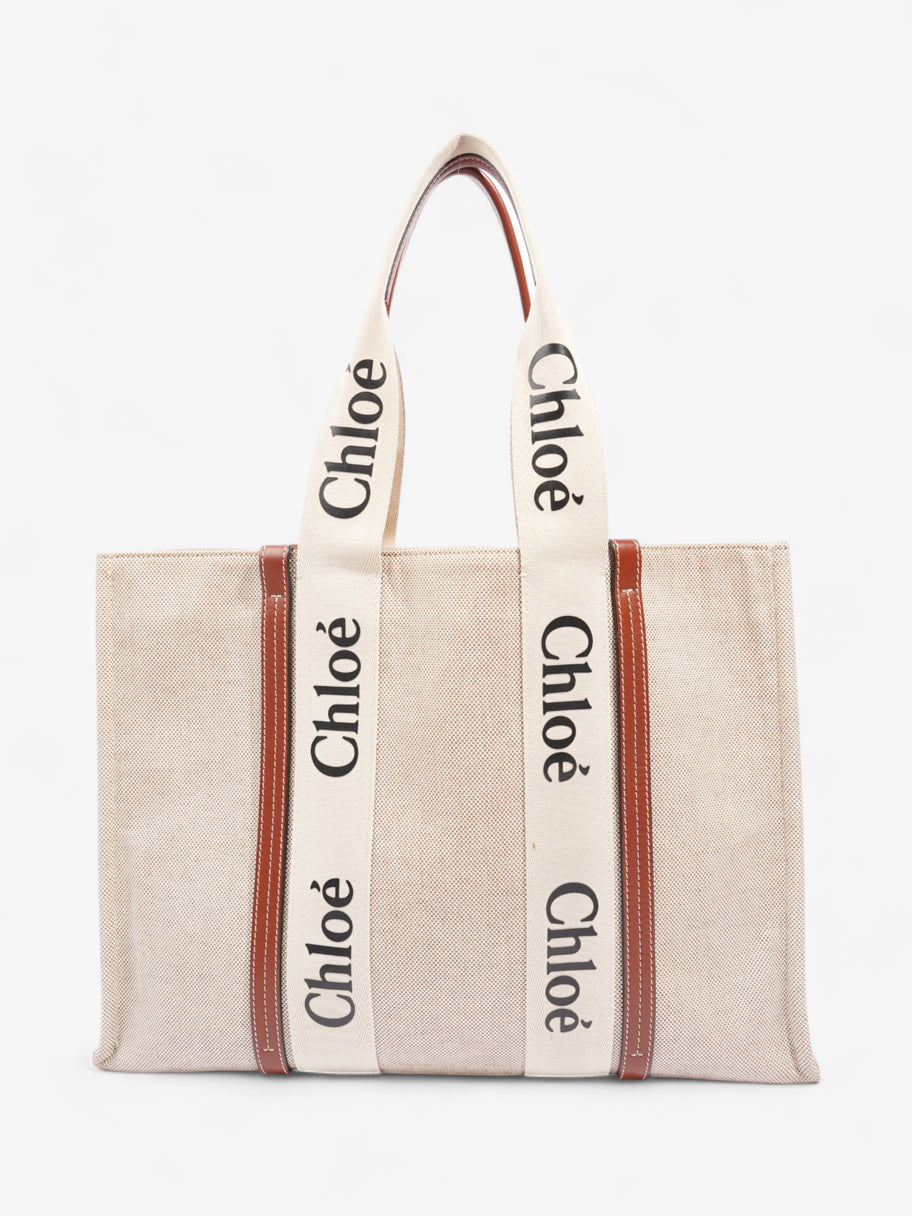 Chloe Woody Tote Beige / Brown Canvas Large Image 4