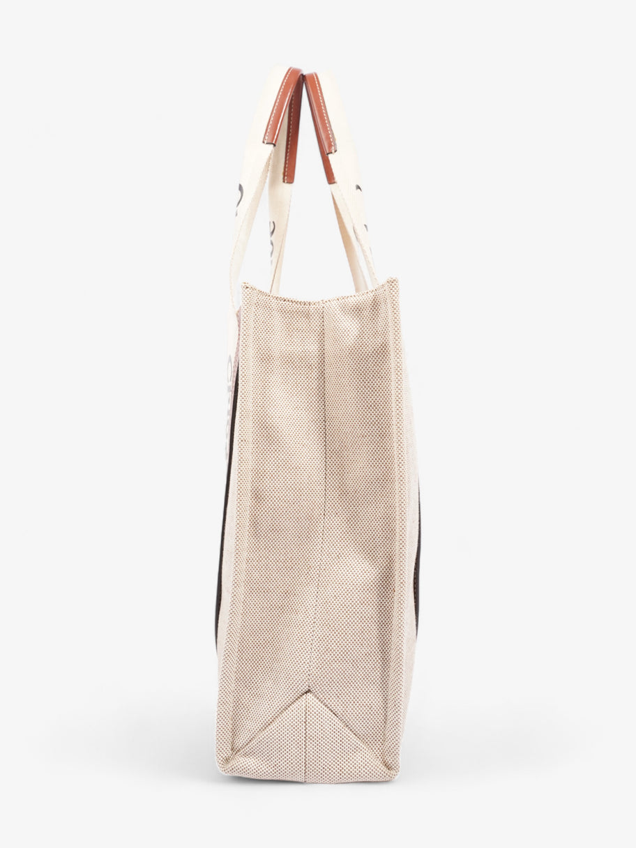 Chloe Woody Tote Beige / Brown Canvas Large Image 5