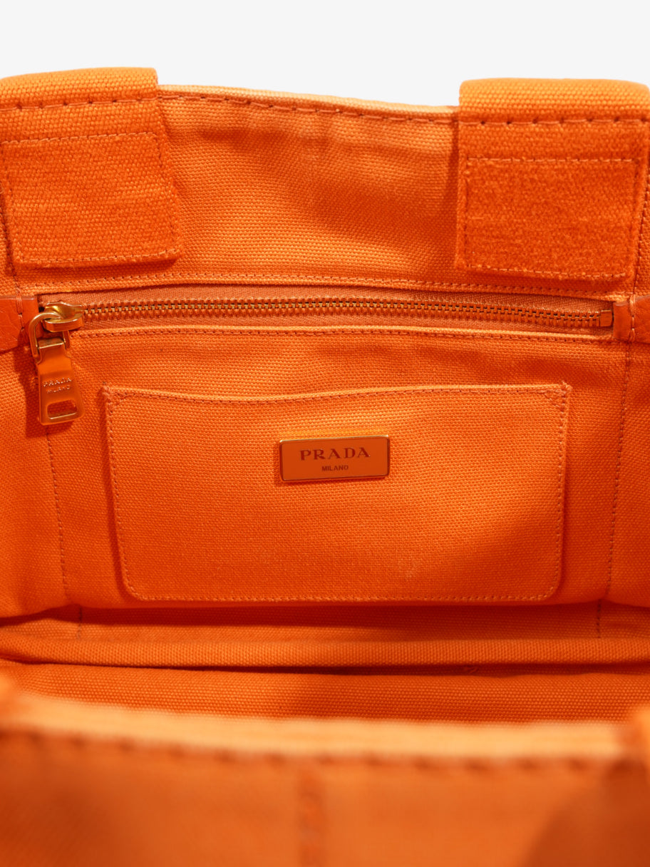 Prada Canapa Tote Orange Canvas Medium Image 7