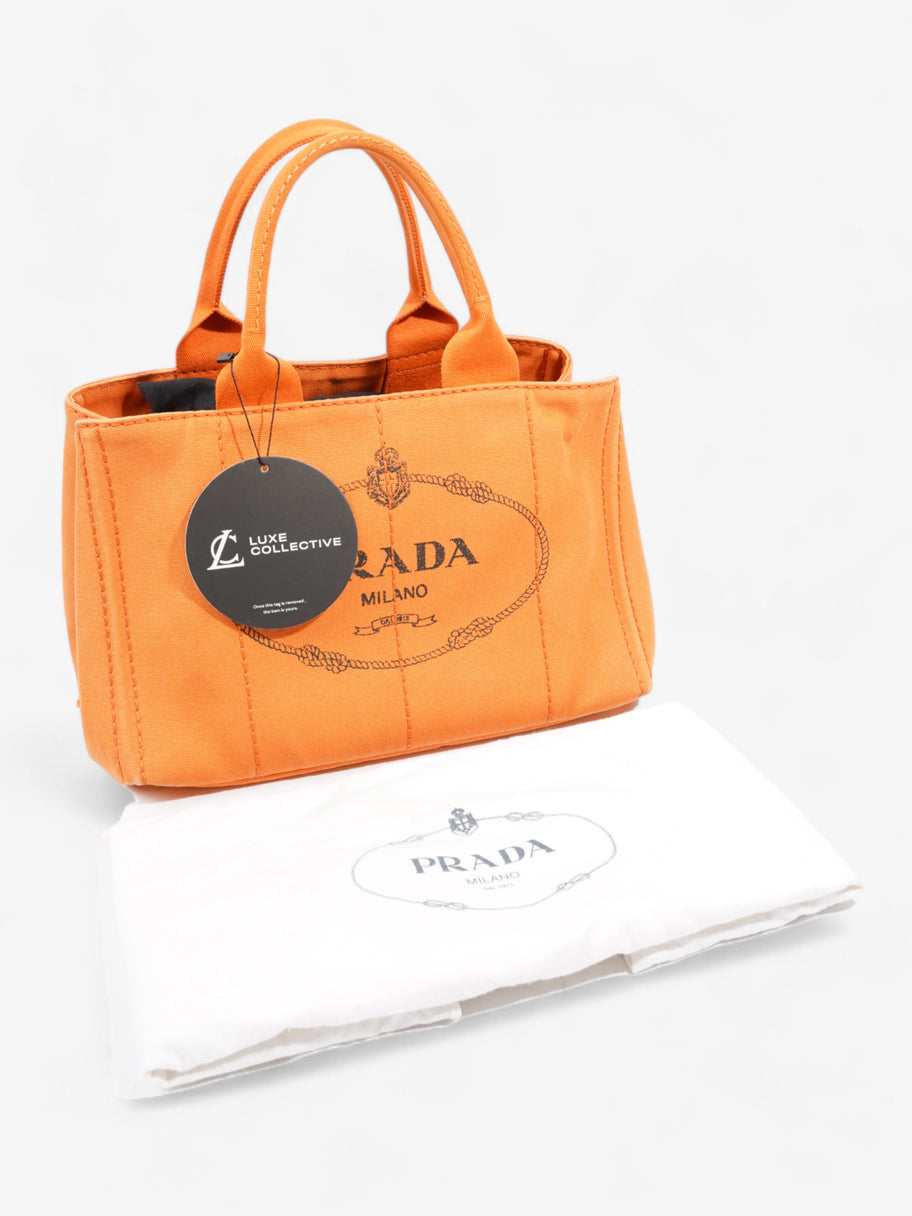 Prada Canapa Tote Orange Canvas Medium Image 9