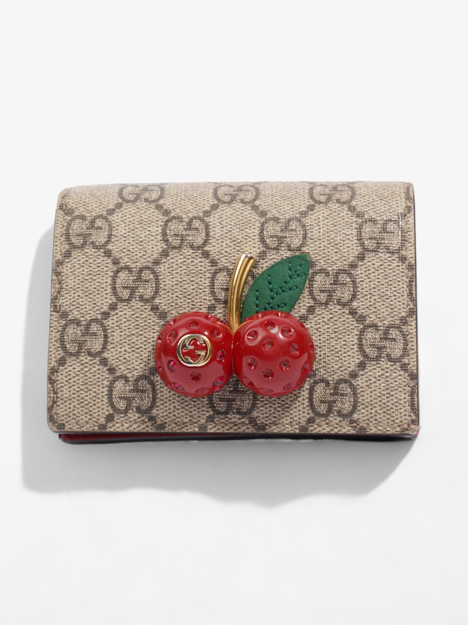 Gucci Cherry Fold Over Wallet GG Supreme / Red / Gold Coated Canvas Image 1