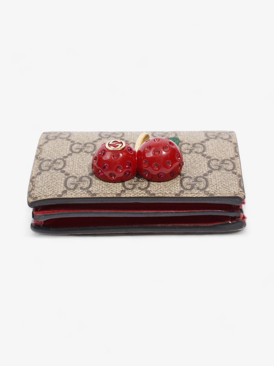 Gucci Cherry Fold Over Wallet GG Supreme / Red / Gold Coated Canvas Image 5