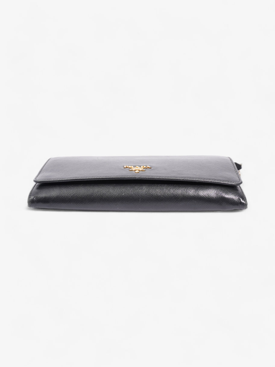 Prada Chain Wallet Black Saffiano Leather Luxe Collective