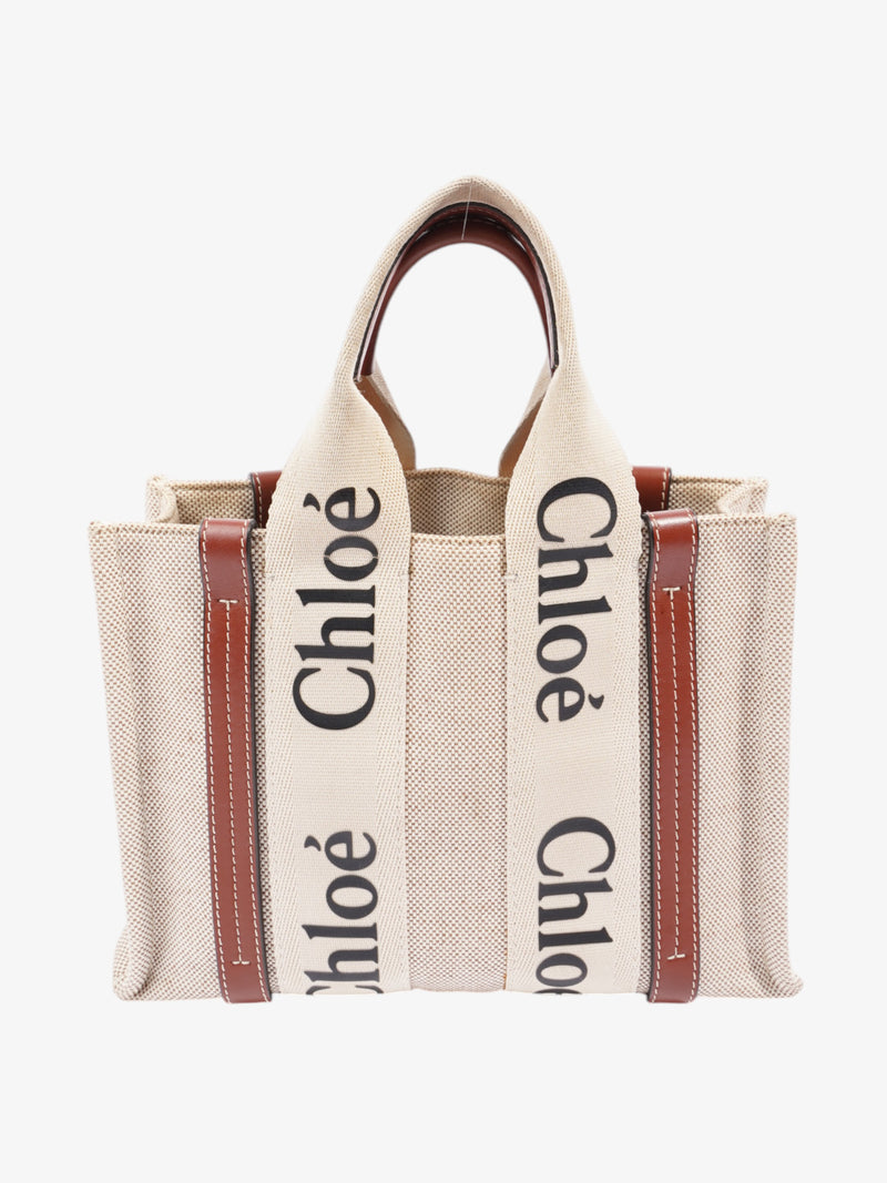  Chloe Woody Tote Beige Cotton Small