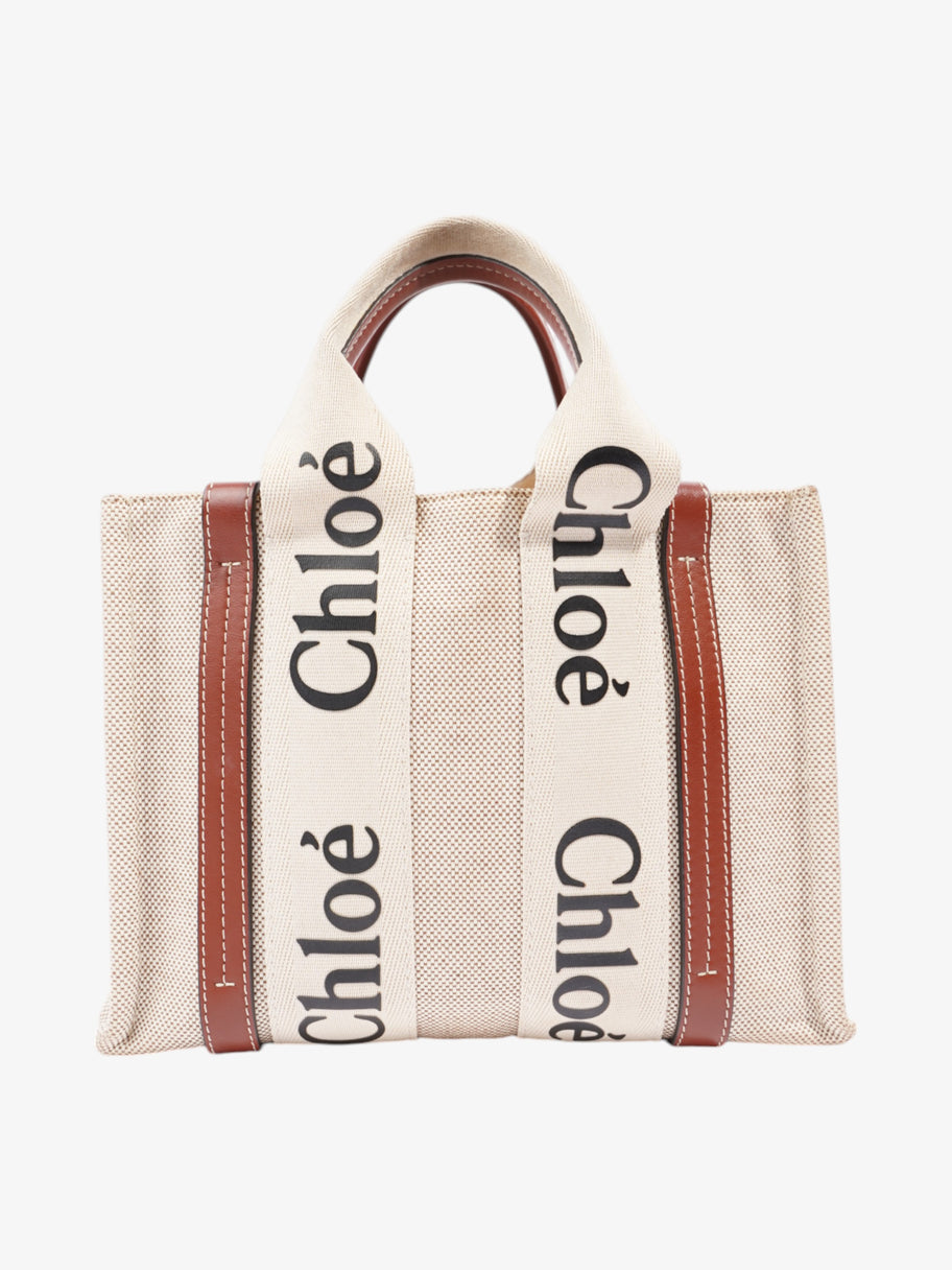 Chloe Woody Tote Beige Cotton Small Image 4