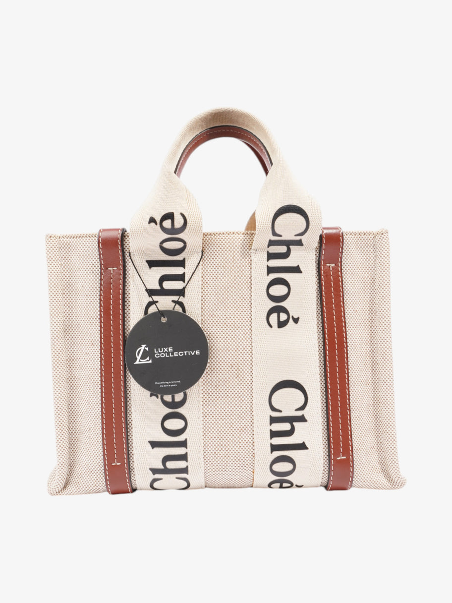 Chloe Woody Tote Beige Cotton Small Image 8