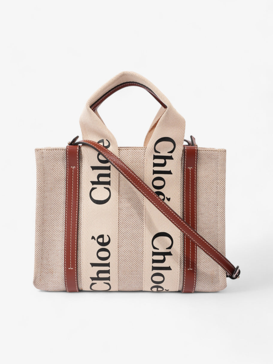 Chloe Woody Tote Beige / Brown Cotton Small Image 1