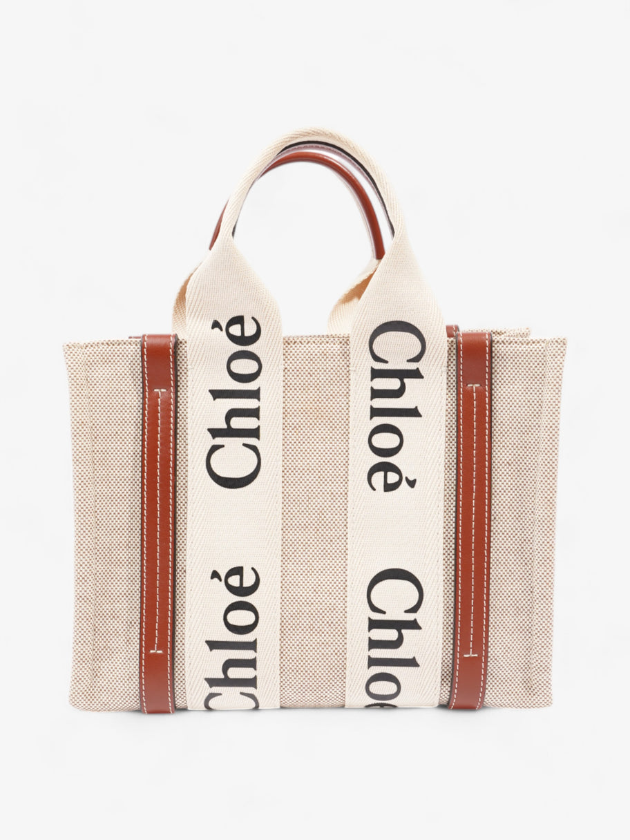 Chloe Woody Tote Beige / Brown Canvas Small Image 4