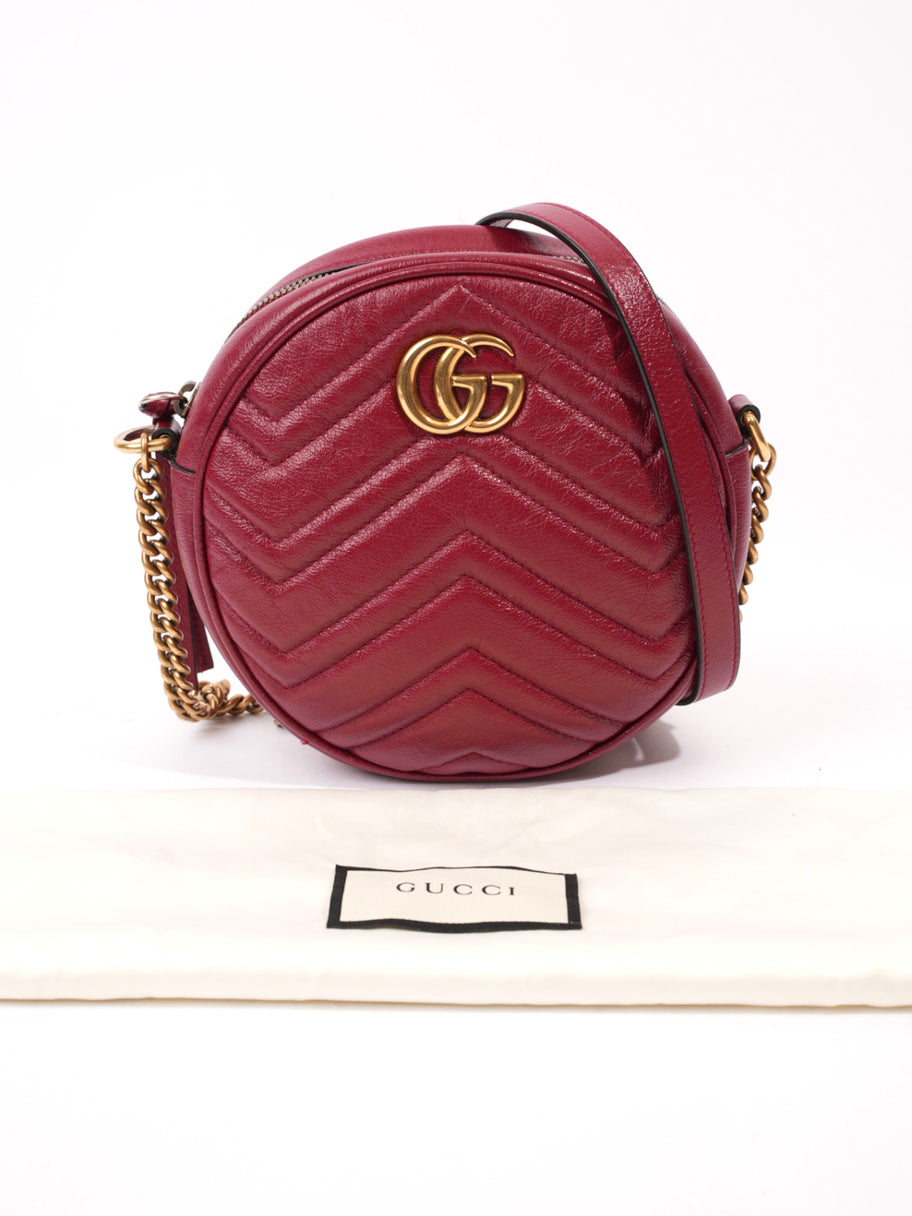 Gucci Marmont Round Bag Red Matelasse Leather Image 9