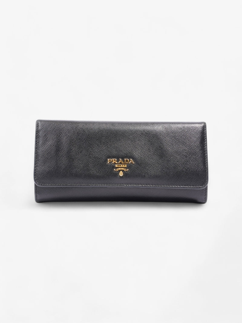  Prada Long Wallet Black Saffiano Leather