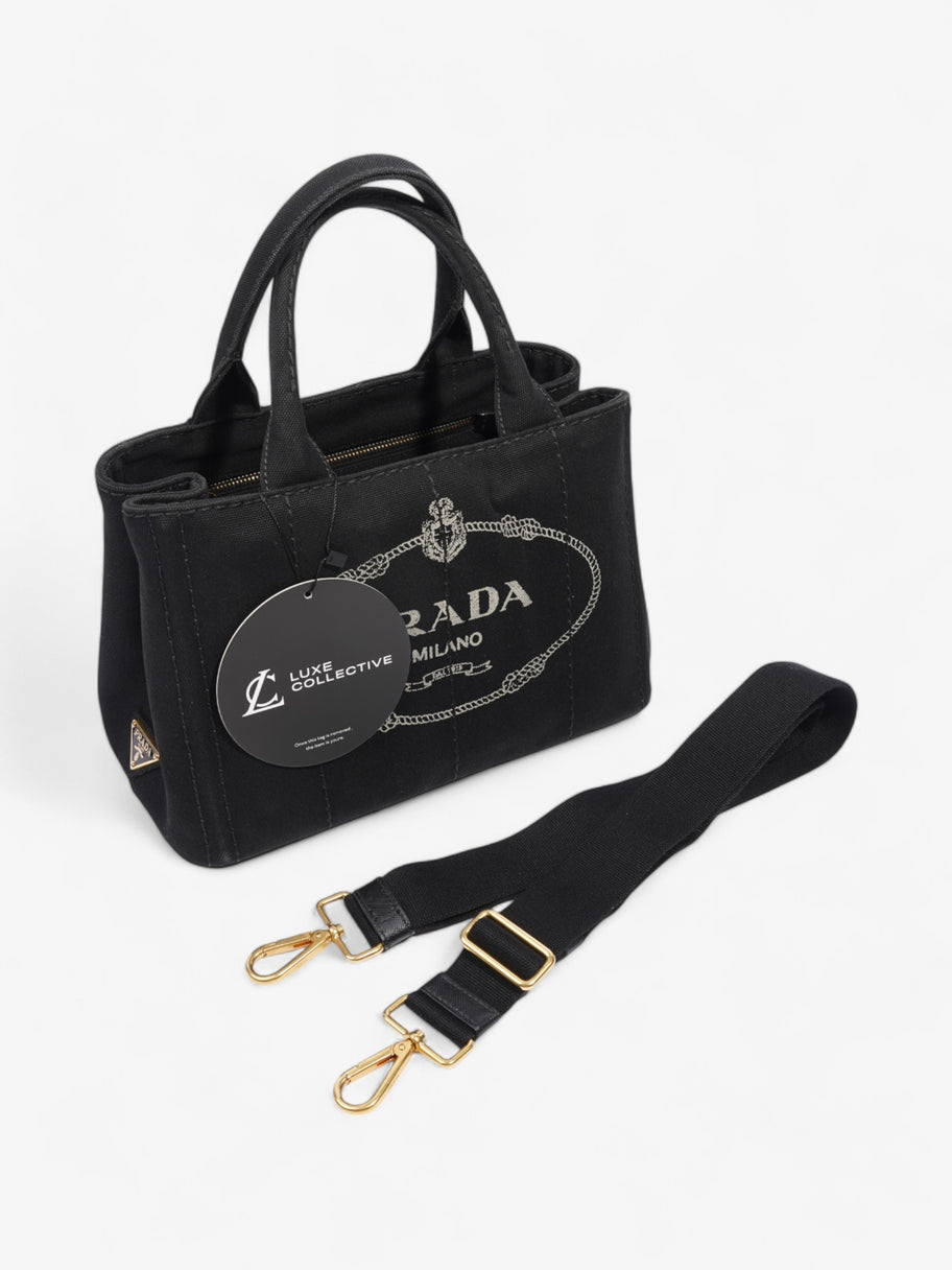 Prada Canapa 2 Way Handbag Black Cotton Image 10