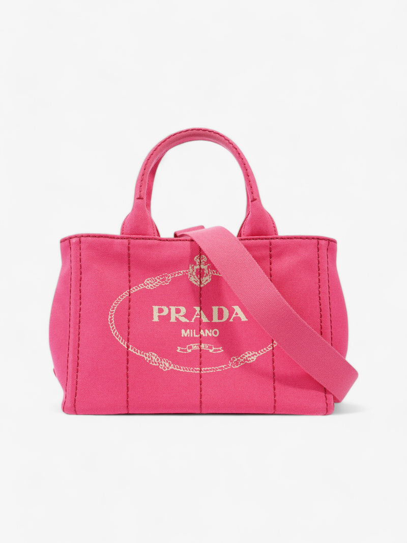  Prada Canapa 2 Way Handbag Pink Cotton