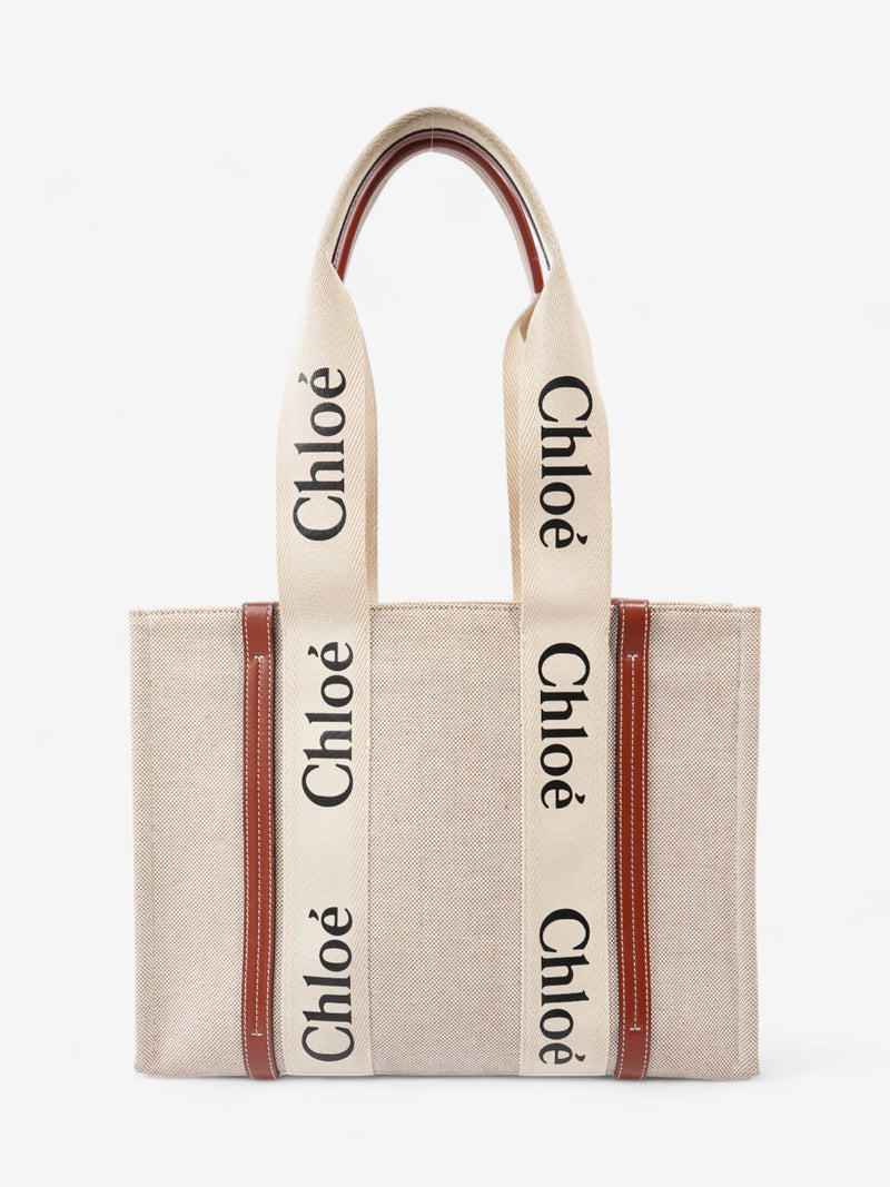  Chloe Woody Tote Beige / Brown Cotton Medium