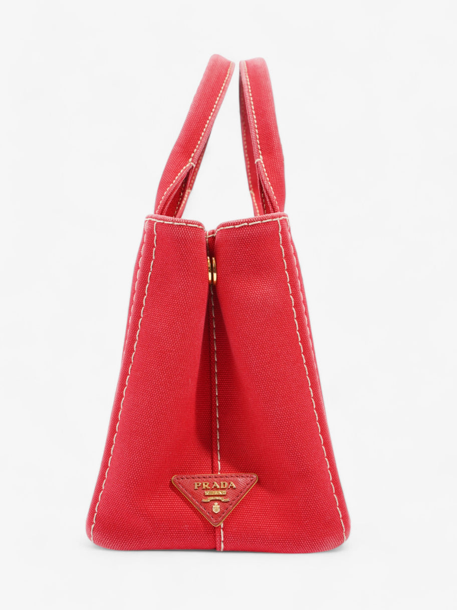 Prada Canapa 2 Way Handbag Red Cotton Image 5