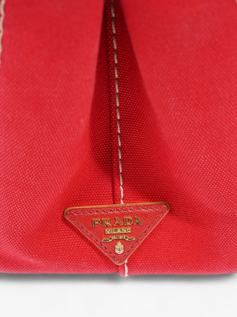 Prada Canapa 2 Way Handbag Red Cotton Image 6