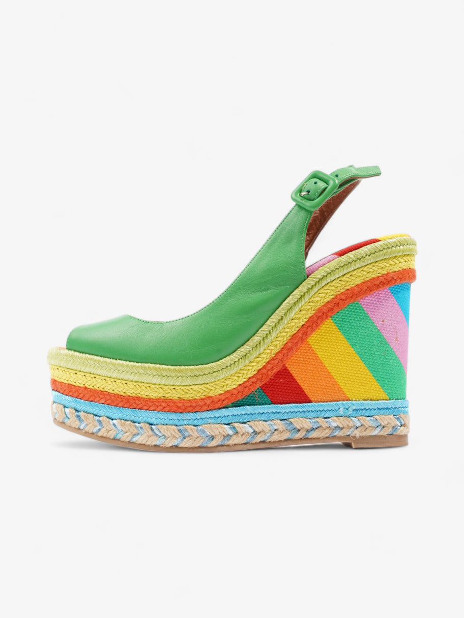 Rainbow Platform Wedges 110 Green / Multicolour  Leather EU 36 UK 3 Image 5